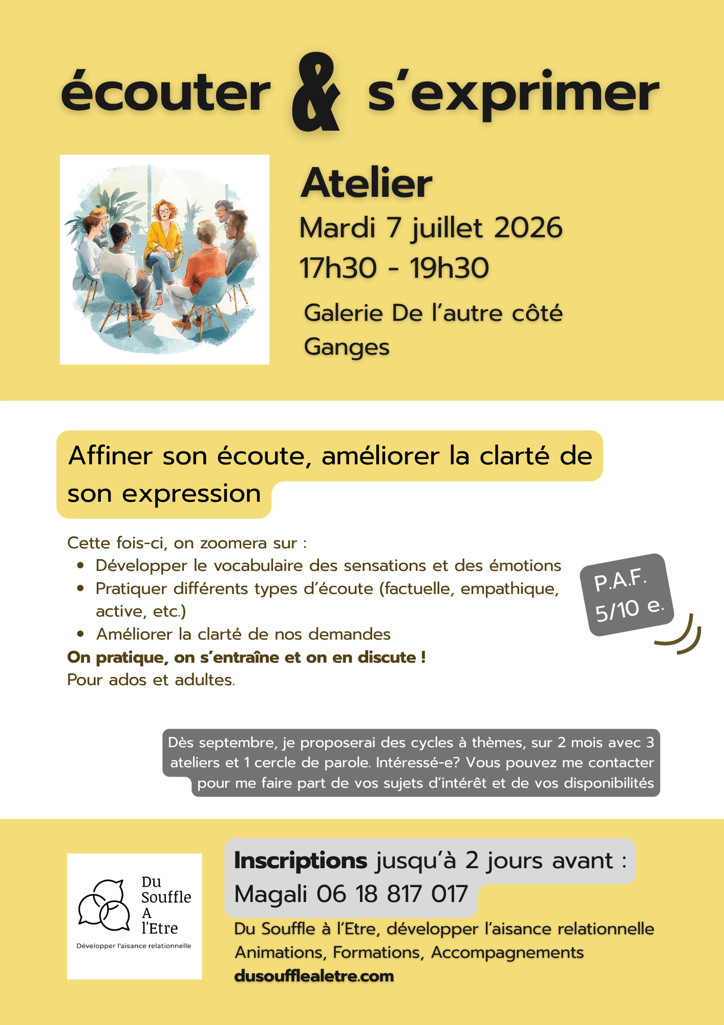 Atelier Ecouter et s’exprimer – Affiner son écoute, améliorer sa clarté