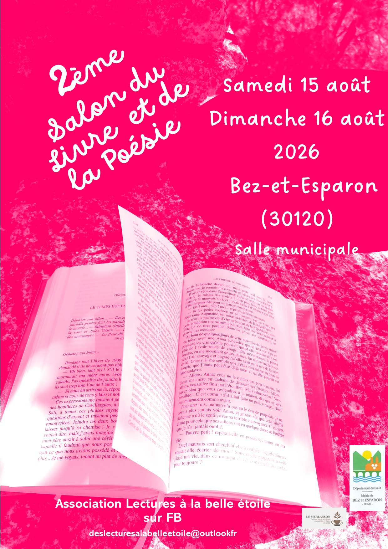 Salon du Livre et de la poésie 15 et 16 août 2026