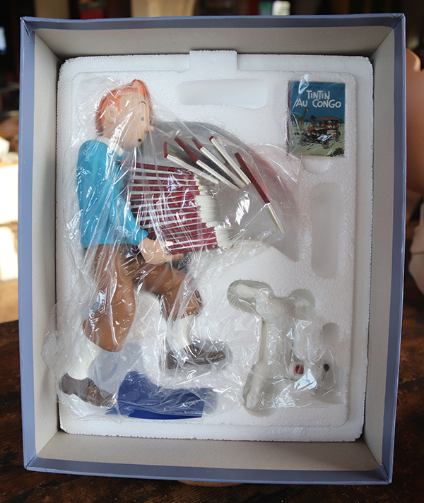 Tintin tenant des albums